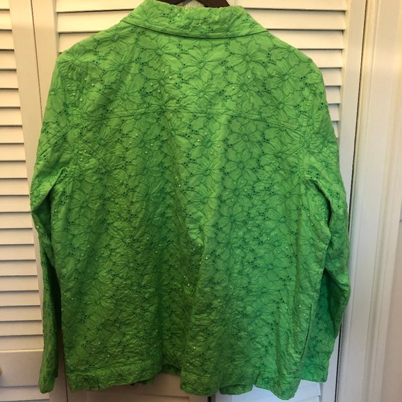 Quacker Factory green jacket with pearls, L - Picture 8 of 12